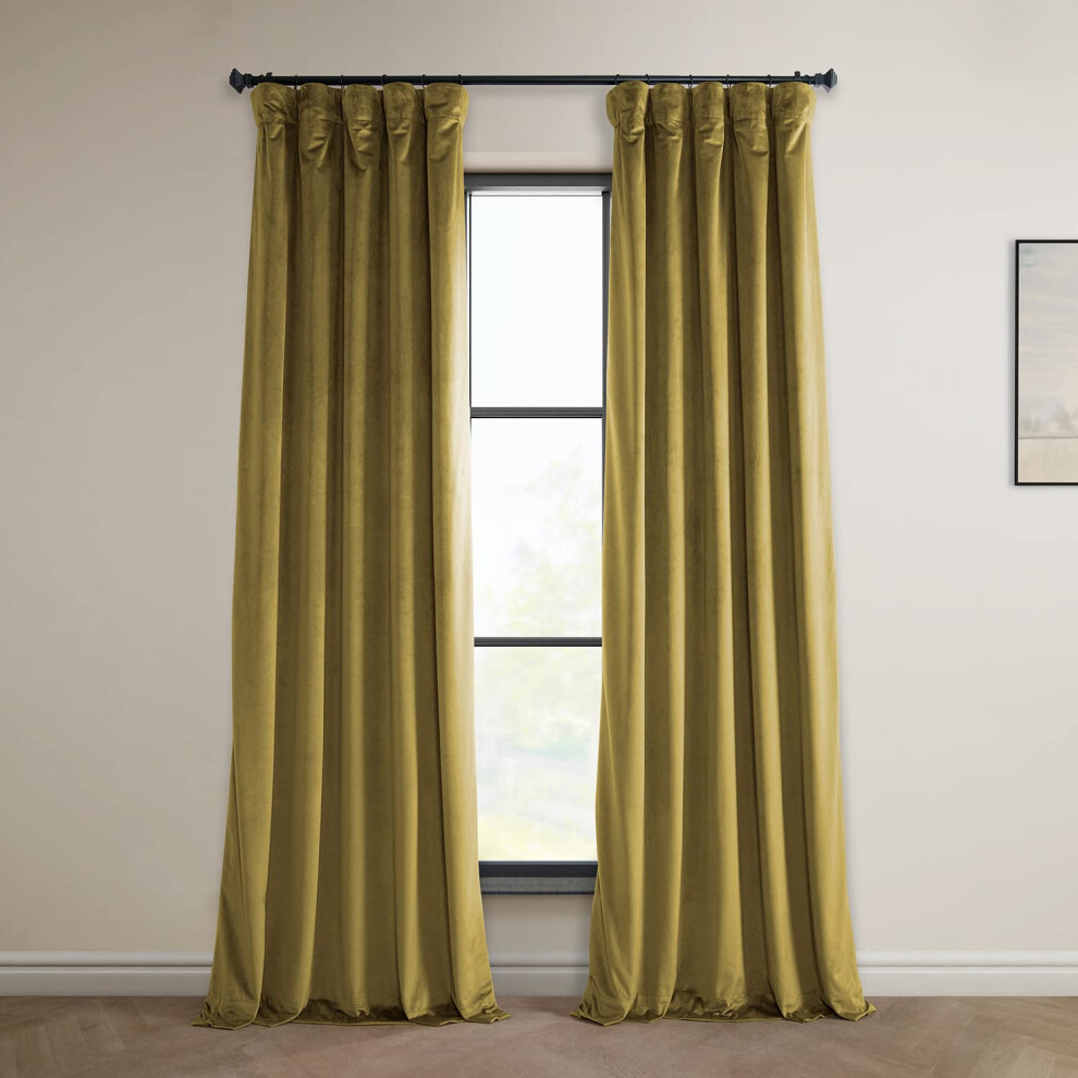 HPD Half Price Drapes Heritage Plush Velvet curtains for Bedroom  Living Room 50 X 84  VPYc-179911-84 1 Panel Peat green-image-OPC-PDPDFSD-NEW