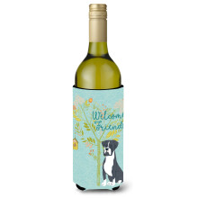 """"Caroline's Treasures Welcome Friends Black Boxer Decorative Bottle Hugger 750 ml Multicolor""""