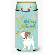 """"Caroline's Treasures Welcome Friends Jack Russell Terrier Puppy Decorative Can Hugger Tall Boy Multicolor""""