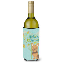 """"Caroline's Treasures Welcome Friends Yorkie Decorative Bottle Hugger 750 ml Multicolor""""