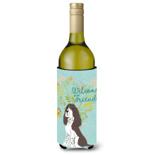 """"Caroline's Treasures Welcome Friends Brown Springer Spaniel Decorative Bottle Hugger 750 ml Multicolor""""
