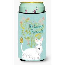 """"Caroline's Treasures Welcome Friends White Scottish Terrier Decorative Can Hugger Tall Boy Multicolor""""
