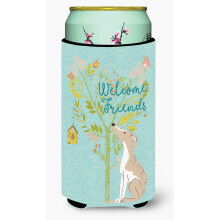 """"Caroline's Treasures Welcome Friends Whippet Decorative Can Hugger Tall Boy Multicolor""""