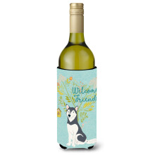 Caroline's Treasures Welcome Friends Siberian Husky Deko-Flasche Hugger 750 ml Mehrfarbig