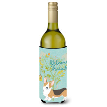 Caroline's Treasures Welcome Friends Pembroke Welsh Corgi Tricolor Deko-Flasche Hugger 750 ml Mehrfarbig