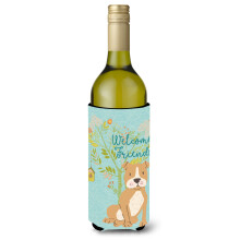 """"Caroline's Treasures Welcome Friends Brown Staffie Decorative Bottle Hugger 750 ml Multicolor""""