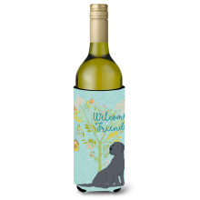 """"Caroline's Treasures Welcome Friends Black Labrador Retriever Decorative Bottle Hugger 750 ml Multicolor""""