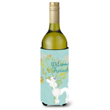 """"Caroline's Treasures Welcome Friends White Poodle Decorative Bottle Hugger 750 ml Multicolor""""
