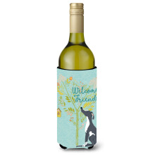 """"Caroline's Treasures Welcome Friends Black White Greyhound Decorative Bottle Hugger 750 ml Multicolor""""