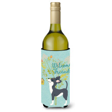 """"Caroline's Treasures Welcome Friends Black White Chihuahua Decorative Bottle Hugger 750 ml Multicolor""""