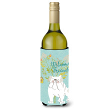 """"Caroline's Treasures Welcome Friends English Bulldog White Decorative Bottle Hugger 750 ml Multicolor""""