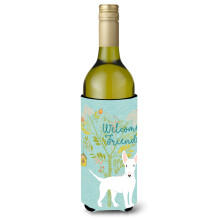 """"Caroline's Treasures Welcome Friends White Bull Terrier Decorative Bottle Hugger 750 ml Multicolor""""