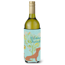 """"Caroline's Treasures Welcome Friends Red Dachshund Decorative Bottle Hugger 750 ml Multicolor""""