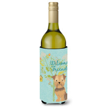 """"Caroline's Treasures Welcome Friends Yorkie Natural Ears Decorative Bottle Hugger 750 ml Multicolor""""