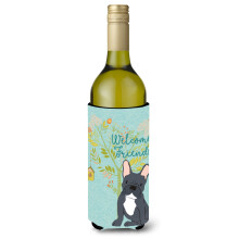 """"Caroline's Treasures Welcome Friends Black French Bulldog Decorative Bottle Hugger 750 ml Multicolor""""