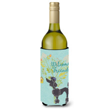 """"Caroline's Treasures Welcome Friends Black Poodle Decorative Bottle Hugger 750 ml Multicolor""""