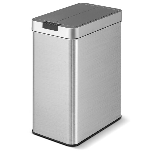 Costway Slim Kitchen Trash Can 50L Automatic Sensor Garbage Can with Wing Lids