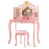 Costway Kids Vanity Set Princess Vanity Table & Chair Set w/Lighted Mirror-Pink 1