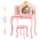 Costway Kids Vanity Set Princess Vanity Table & Chair Set w/Lighted Mirror-Pink 10