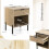 Costway Mid Century Modern Nightstand Bed Side Table w/Charging Station-Natural 2