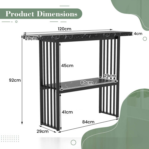 Costway 2-tier Console Table Sofa Table Modern Entryway Table-Black 1