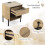 Costway Mid Century Modern Nightstand Bed Side Table w/Charging Station-Natural 7