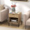 Costway Mid Century Modern Nightstand Bed Side Table w/Charging Station-Natural 8