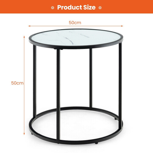 Costway Glass End Table 50cm Round Side Table Modern Coffee Accent Table 1