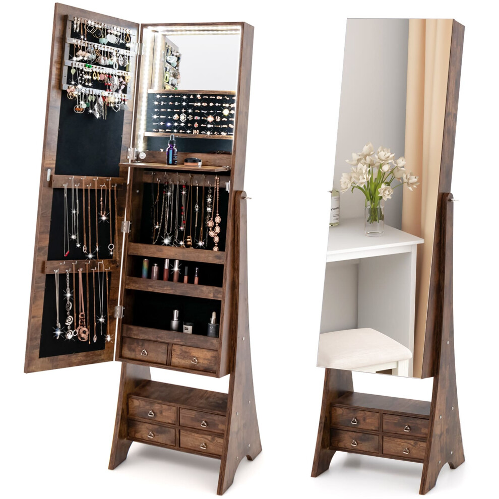 Freestanding Jewelry Cabinet Floor Jewelry Armoire Organizer