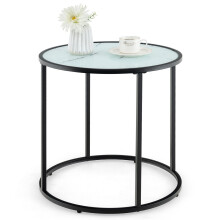 Glass End Table 50cm Round Side Table Modern Coffee Accent Table