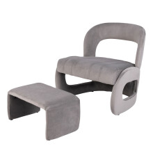 Accent Chair Upholstered Velvet Chair and Ottoman Set
