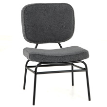 Upholstered Accent Chair Sherpa Reading Chair w/Sponge-Grey