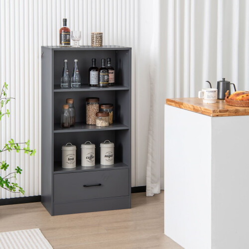 Costway 4-tier Storage Shelf Wood Bookcase Floor Standing Bookshelf 2