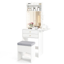 Small Makeup Vanity Desk Dressing Table Set with Mirror and Lights