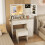 Costway Makeup Vanity Desk Farmhouse Dressing Table & Stool Set w/ Drawers 7