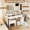 Costway Makeup Vanity Desk Farmhouse Dressing Table & Stool Set w/ Drawers 5