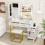 Costway Modern Vanity Set Dressing Table and Chair Set w/ Adjustable Brightness 2