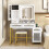 Costway Modern Vanity Set Dressing Table and Chair Set w/ Adjustable Brightness 10