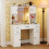 Costway Makeup Vanity Desk Dressing Table w/Charging Station& Mirror-White 3