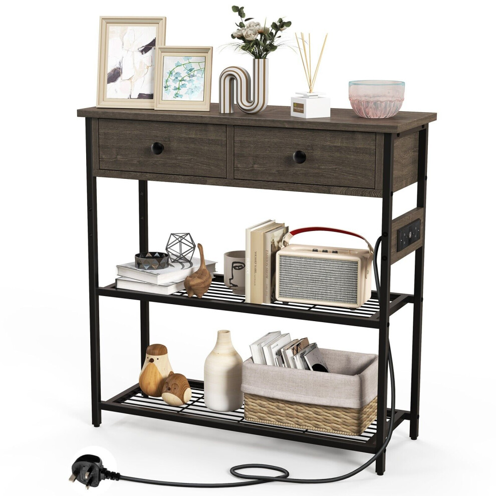 Entryway Table Narrow Console Table Coffee Bar Table w/Charging Station