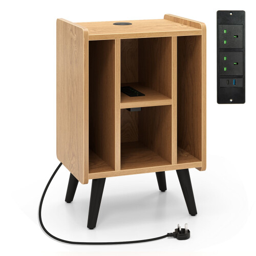 Costway Record Player Stand Vinyl Record Storage Turntable Stand-Natural