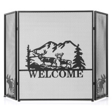 3-Panel Fireplace Folding Spark Guard Screen Decorative Mesh Fireplace Barrier