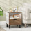 Costway Nightstand Mid Century Modern Bedside Table w/Drawer & storage Shelf 8