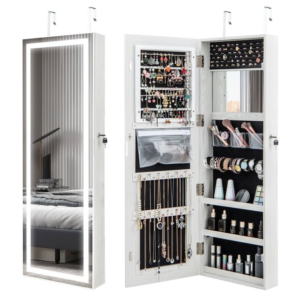120cm LED Mirror Jewelry Cabinet Door Wall Mounted Full Length Mirror