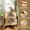 Costway Bamboo Nightstand Mid-century Modern Bedside Table 4