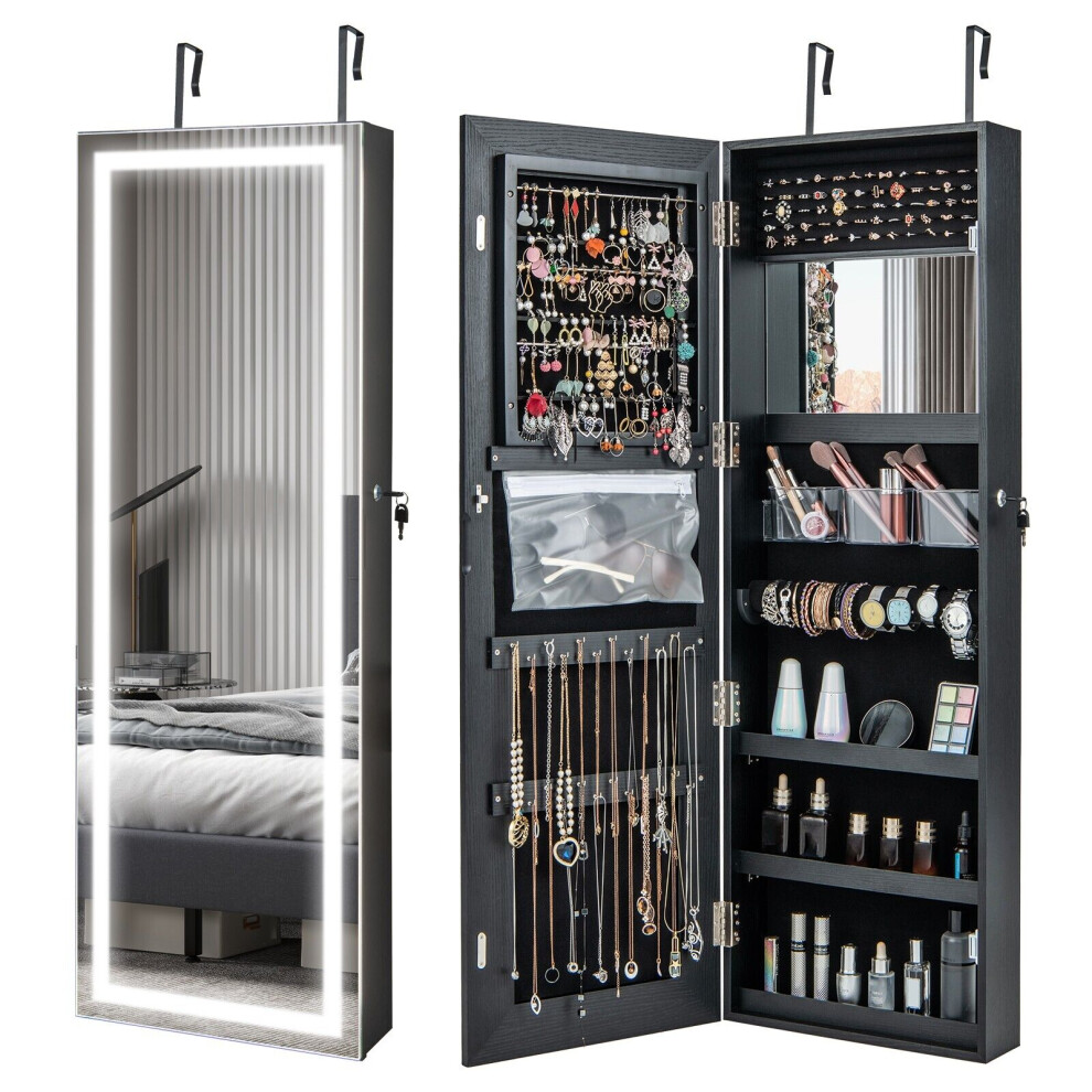 120cm LED Mirror Jewelry Cabinet Door Wall Mounted Full Length Mirror