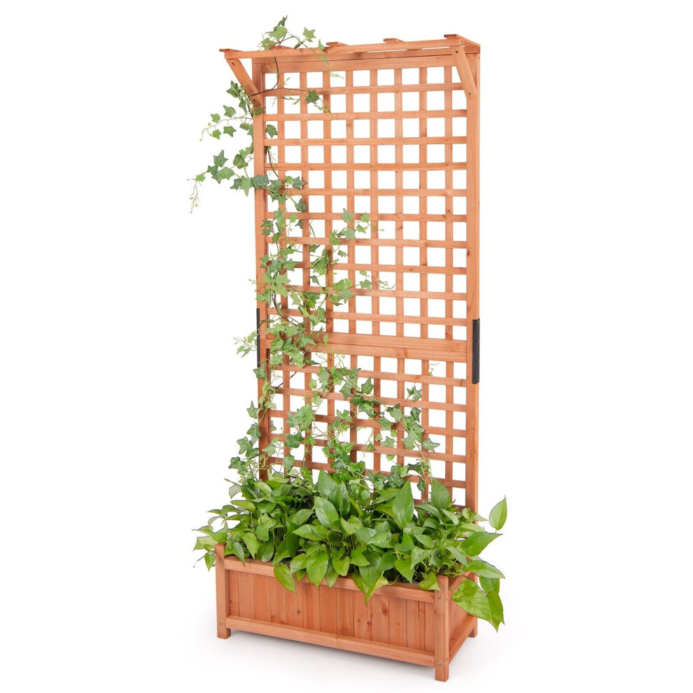 Patio Wooden Planter Container Raised Garden Bed w/ Arch Trellis