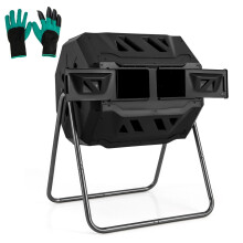 360 Rotatable Compost Bin 160L Dual Chamber Composting Tumbler