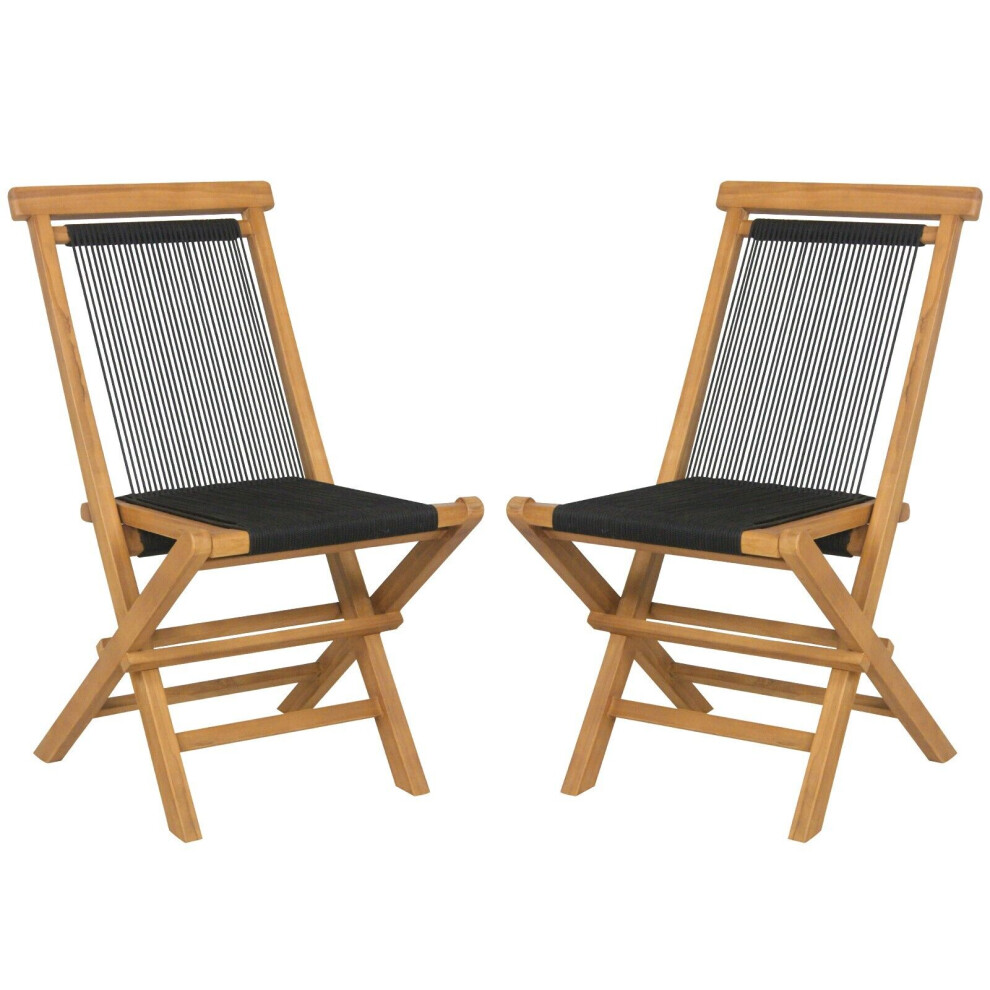 2 Piece Patio Folding Chairs Portable Garden Solid Teak Wood Dining Chairs