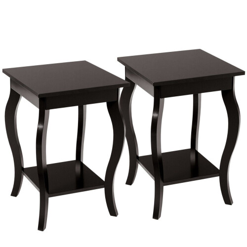 Costway Set of 2 End Table Living Room Accent Table Sofa Side Table-Coffee